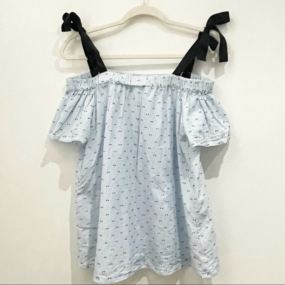 Motherhood Seersucker Off-the-Shoulder Top